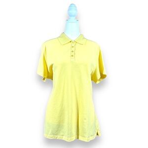 Karen Scott Polo Shirt Womens Extra Large‎ XL Yellow Short Sleeve Collar Shirt